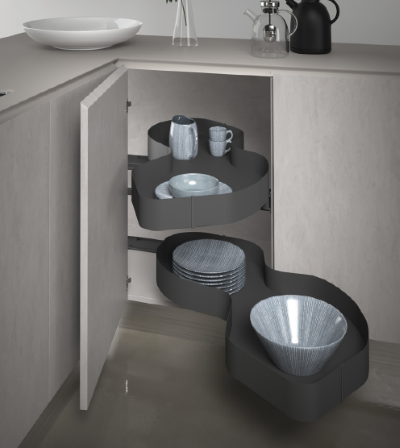 Corner cabinet with anthracite base baskets UK