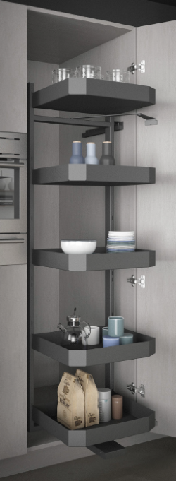 Larder fitted with anthracite base shelving UK